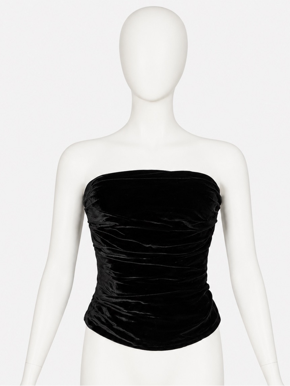 Vintage Thierry Mugler Couture Black Velvet Strapless Corset Bustier Top